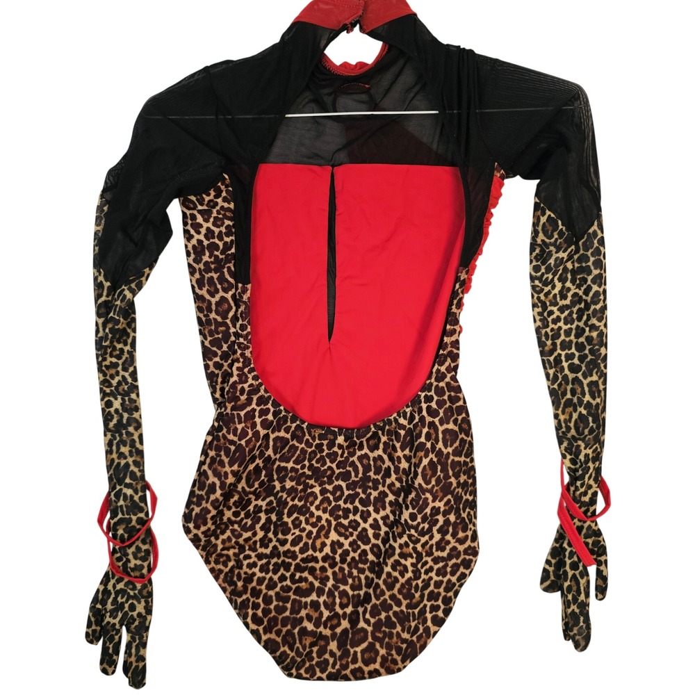 Tenth House 2-Die-4 Leopard Print Mesh Dance Leotard Red Black.read discription!